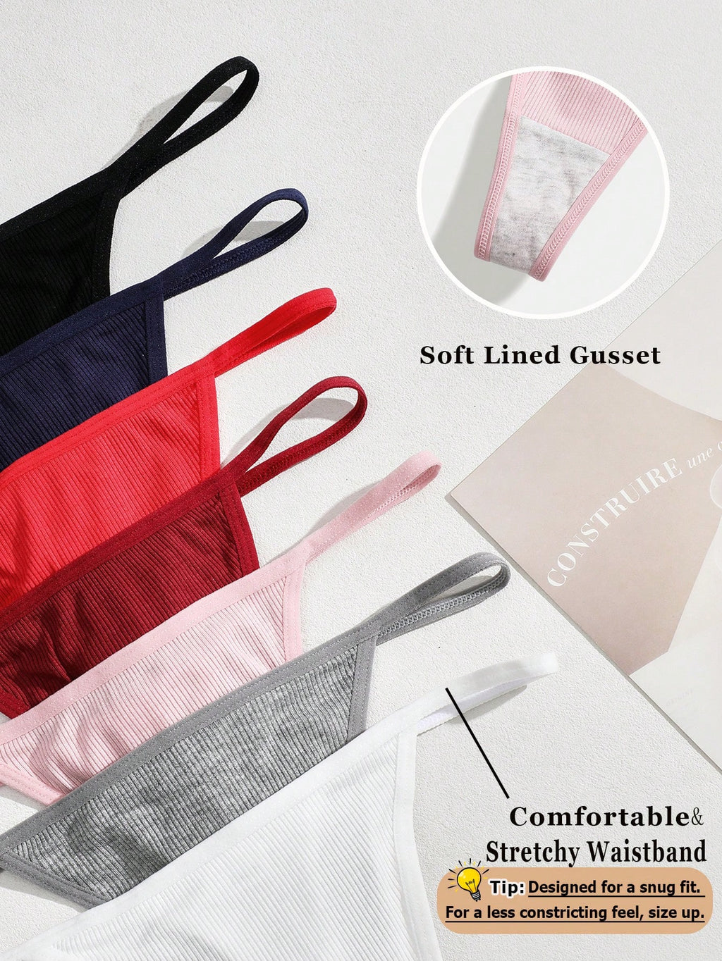 7-Pack Low Rise Seamless Ribbed Thongs