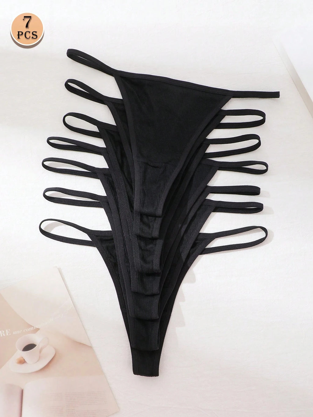 7-Pack Low Rise Seamless Ribbed Thongs
