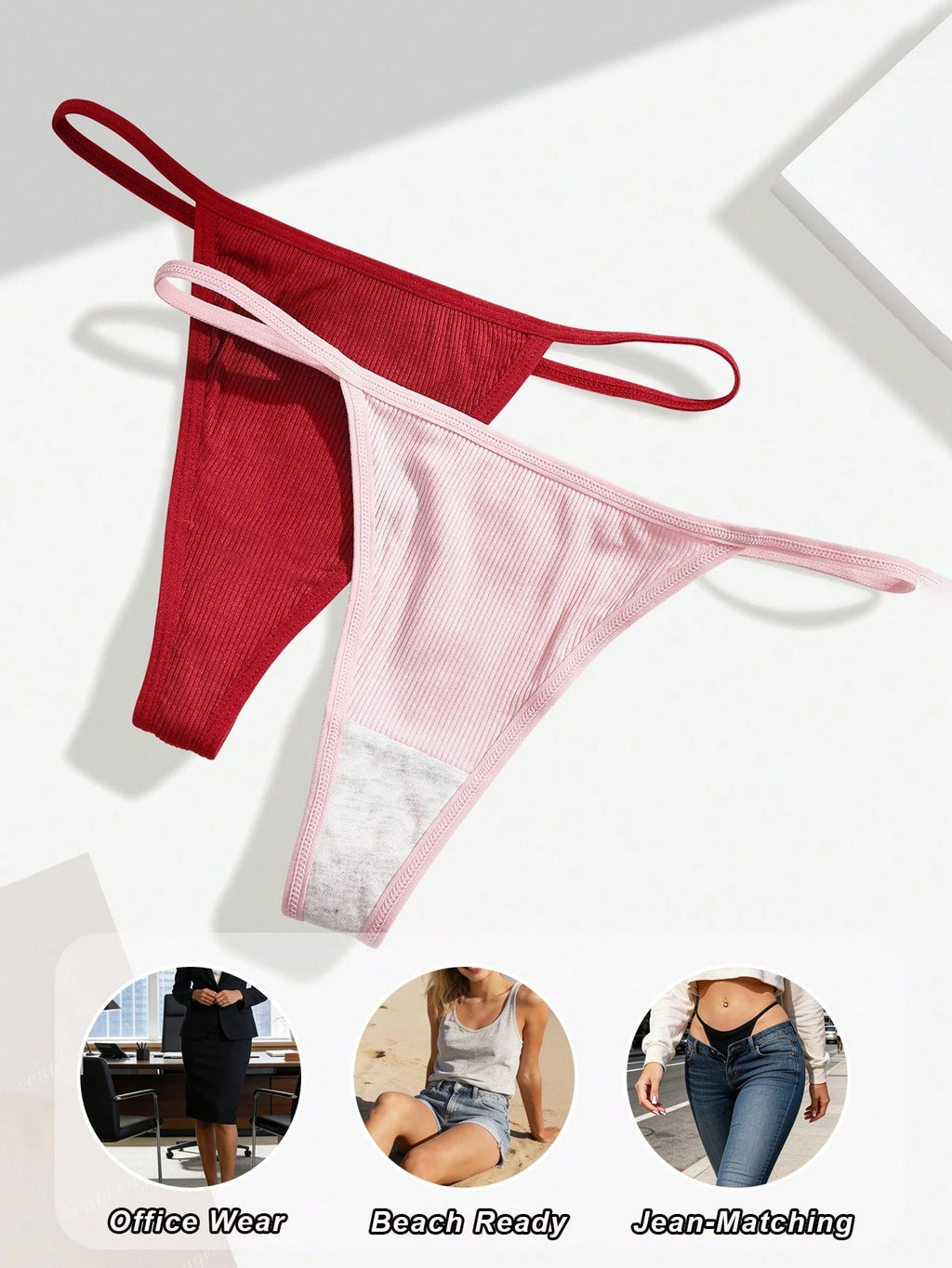 7-Pack Low Rise Seamless Ribbed Thongs