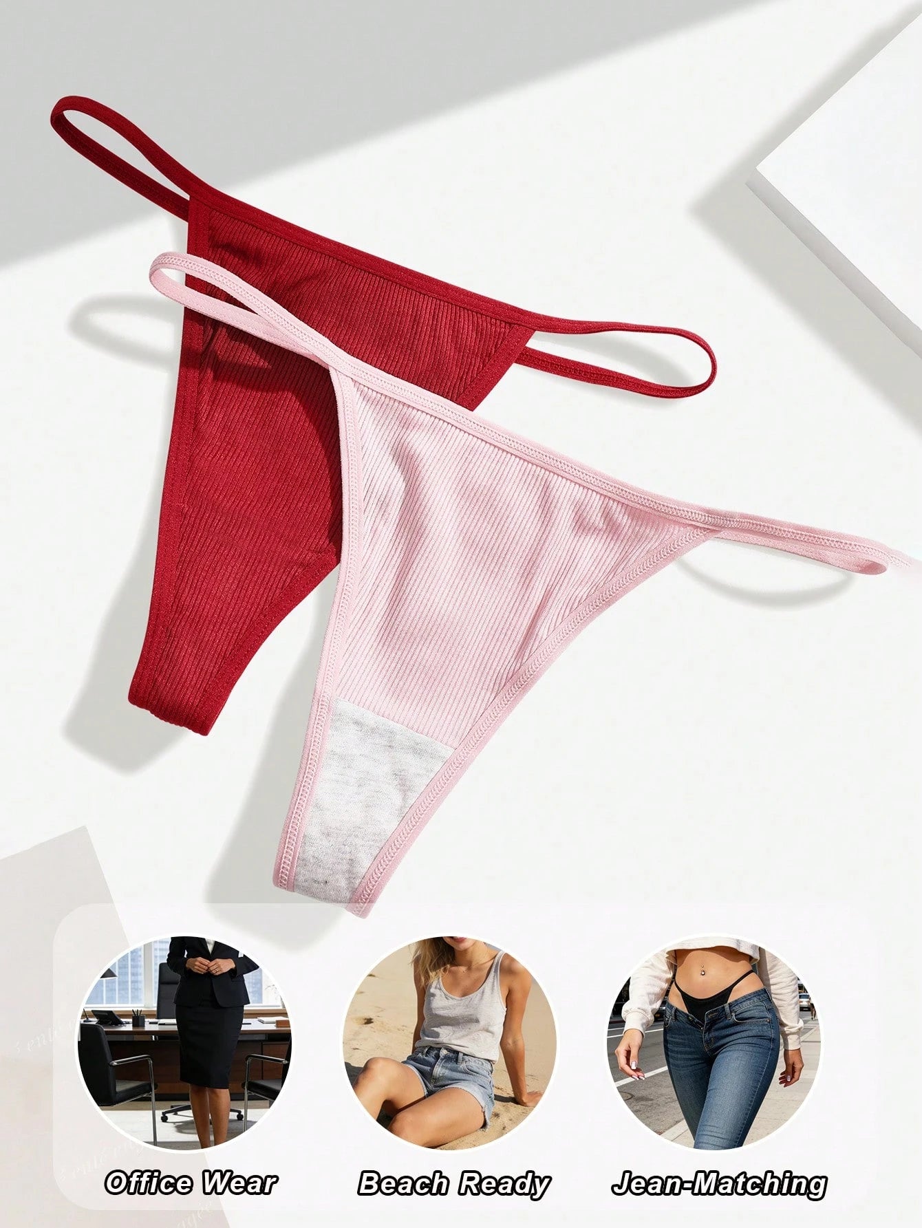 7-Pack Low Rise Seamless Ribbed Thongs
