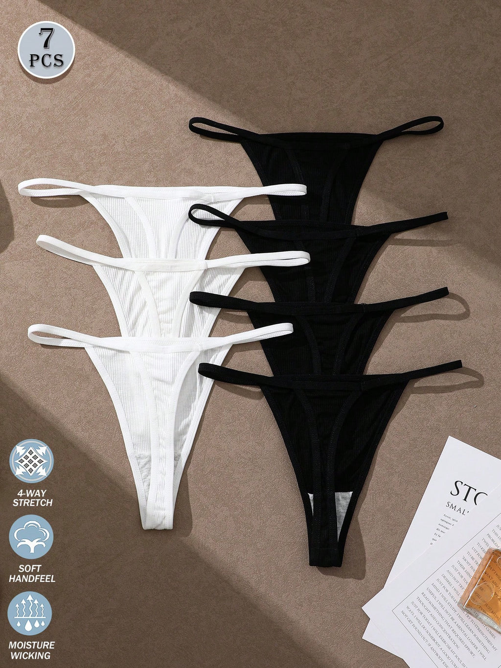 7-Pack Low Rise Seamless Ribbed Thongs