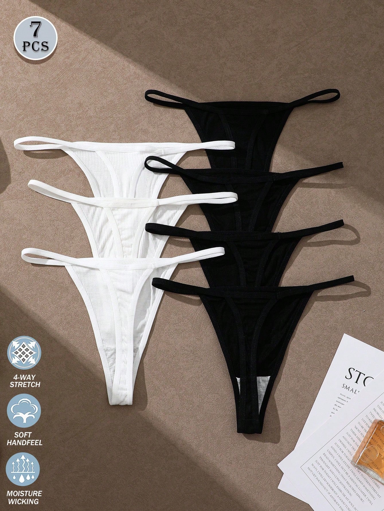 7-Pack Low Rise Seamless Ribbed Thongs