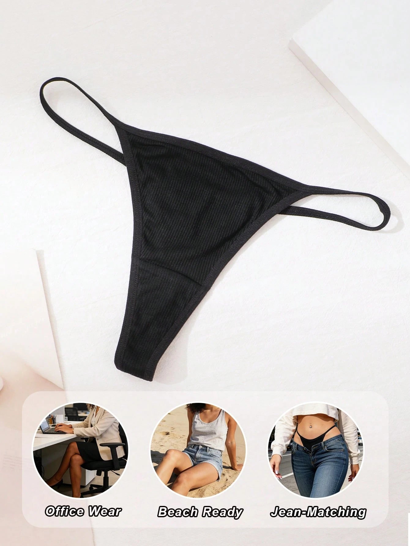 7-Pack Low Rise Seamless Ribbed Thongs
