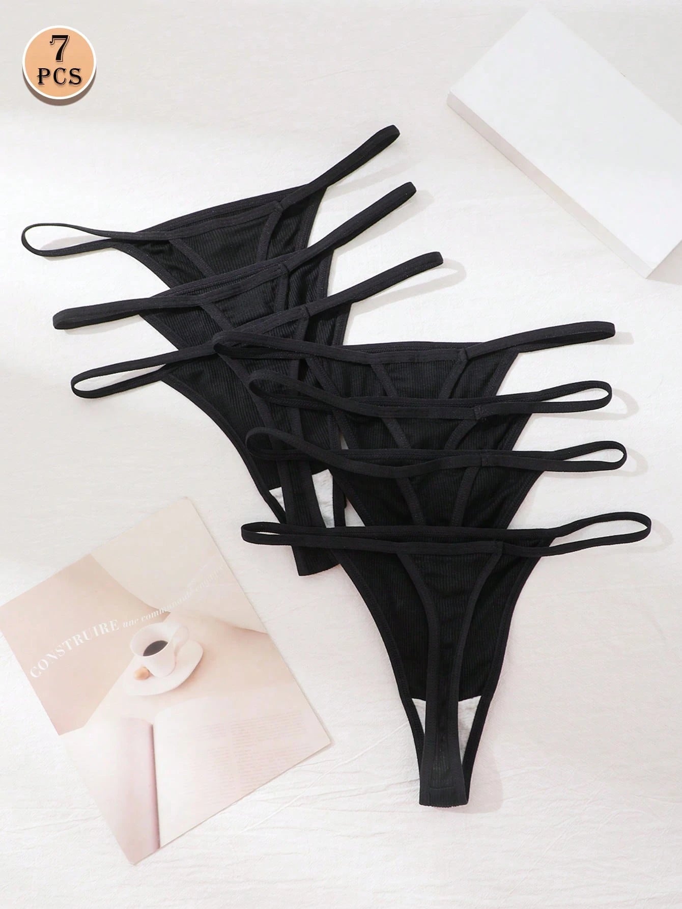 7-Pack Low Rise Seamless Ribbed Thongs