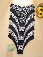 8-Pack Seamless Triangle Panties | Wavy Trim Leopard & Solid Colors | Soft Comfortable Everyday Underwear