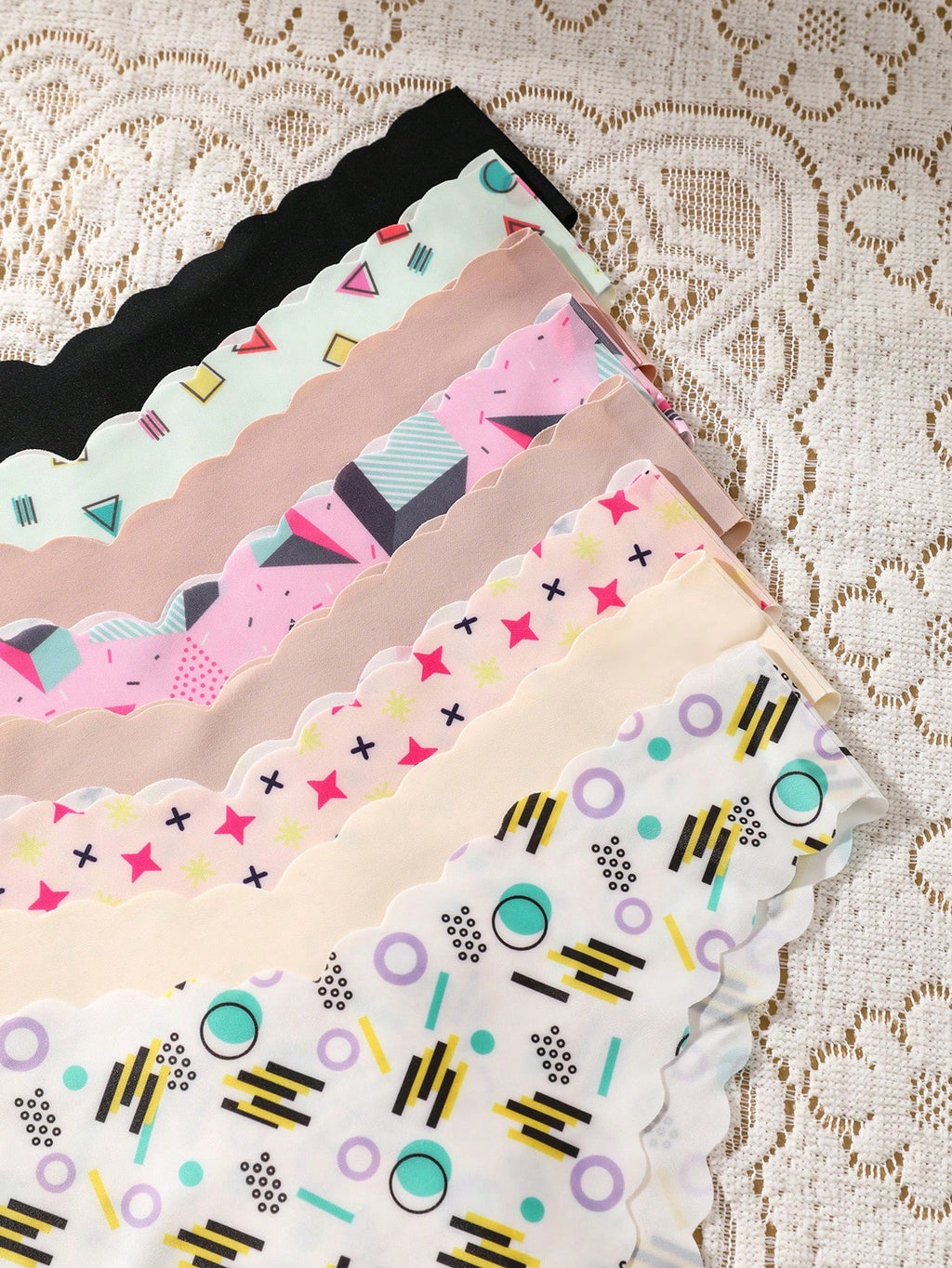 8-Pack Seamless Triangle Panties | Wavy Trim Leopard & Solid Colors | Soft Comfortable Everyday Underwear