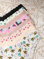 8-Pack Seamless Triangle Panties | Wavy Trim Leopard & Solid Colors | Soft Comfortable Everyday Underwear