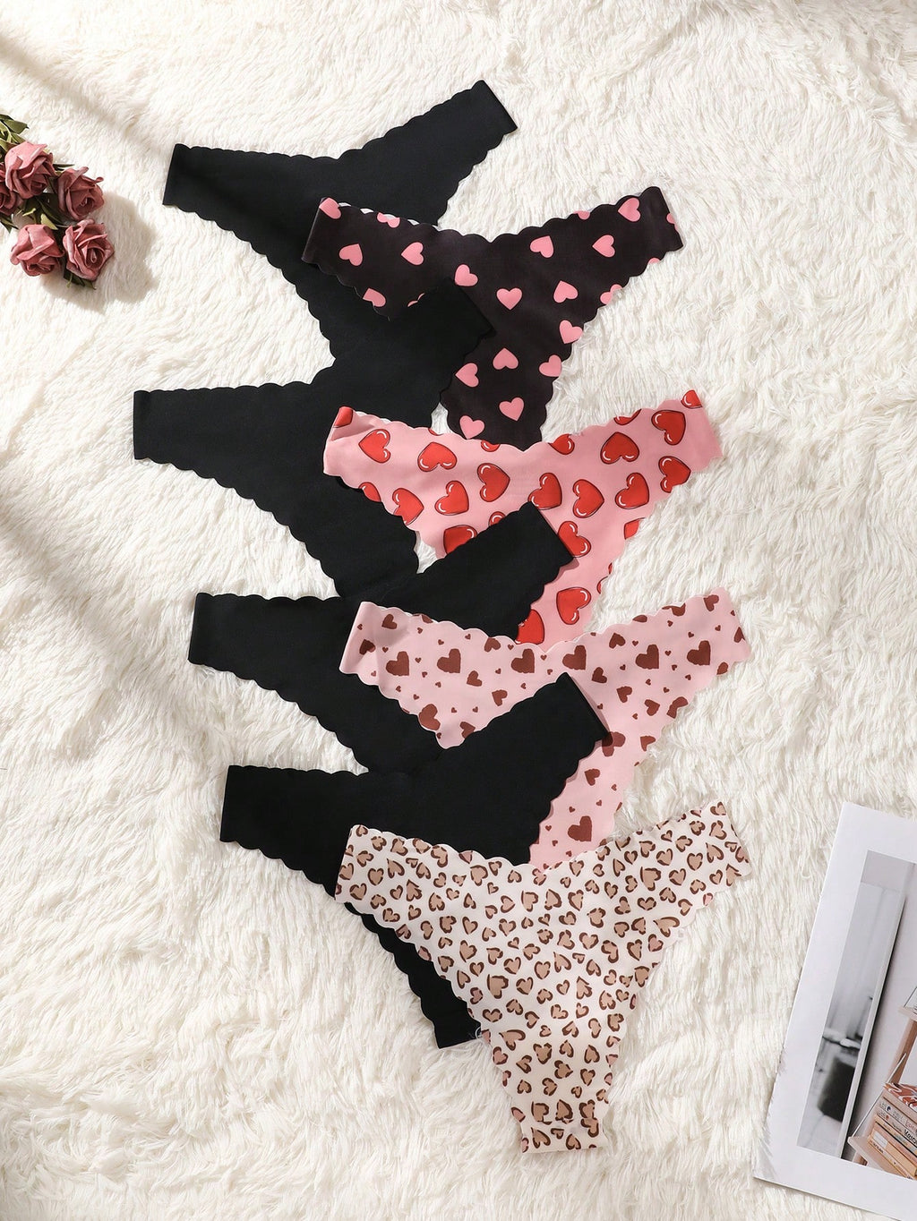 8-Pack Seamless Triangle Panties | Wavy Trim Leopard & Solid Colors | Soft Comfortable Everyday Underwear