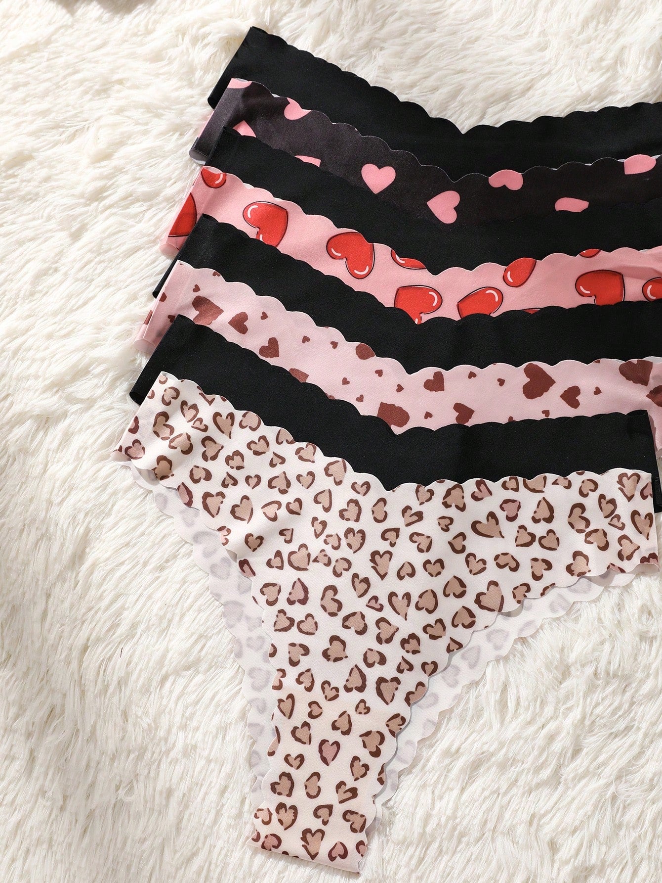 8-Pack Seamless Triangle Panties | Wavy Trim Leopard & Solid Colors | Soft Comfortable Everyday Underwear