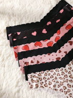 8-Pack Seamless Triangle Panties | Wavy Trim Leopard & Solid Colors | Soft Comfortable Everyday Underwear