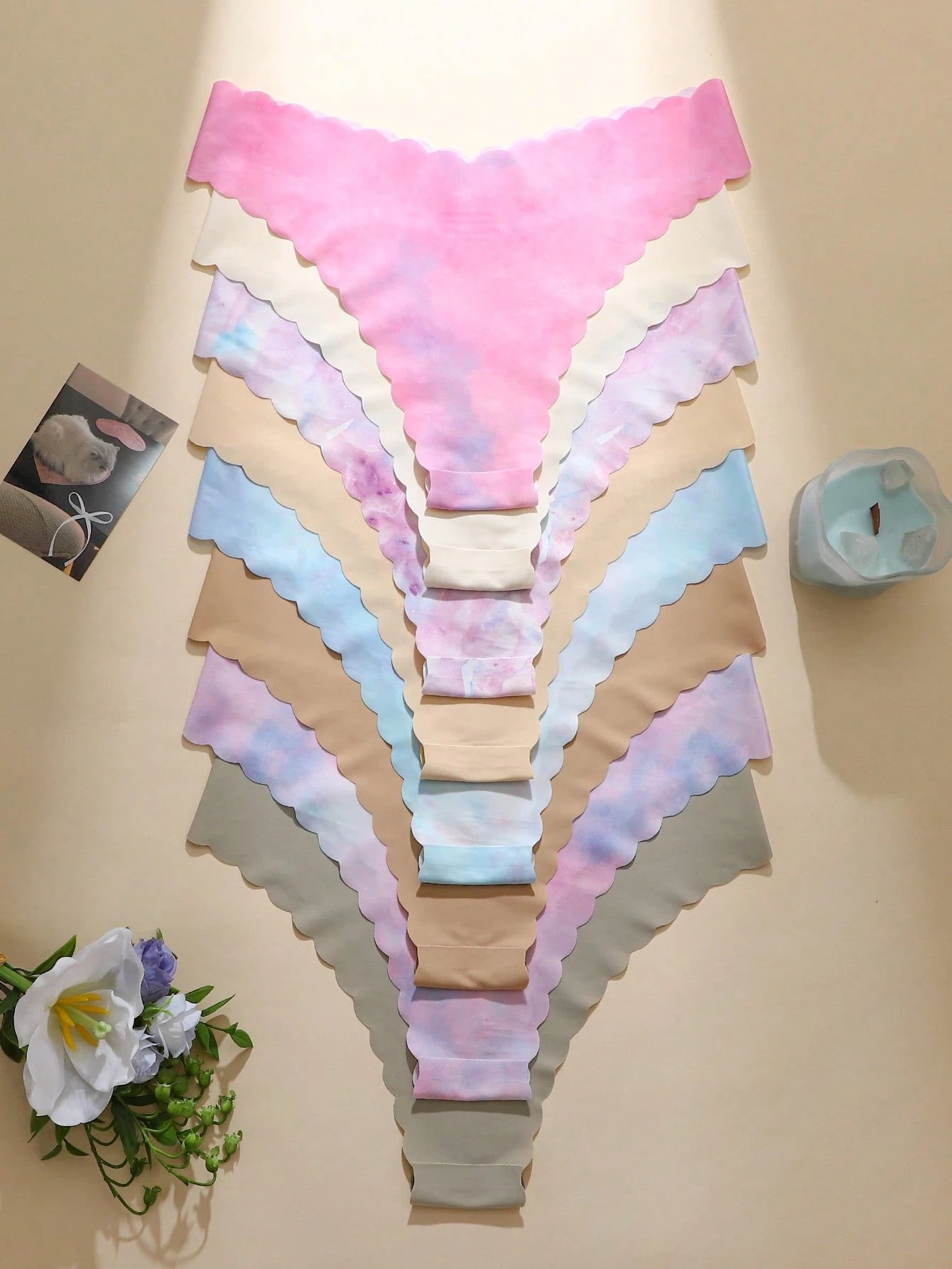 8-Pack Seamless Triangle Panties | Wavy Trim Leopard & Solid Colors | Soft Comfortable Everyday Underwear