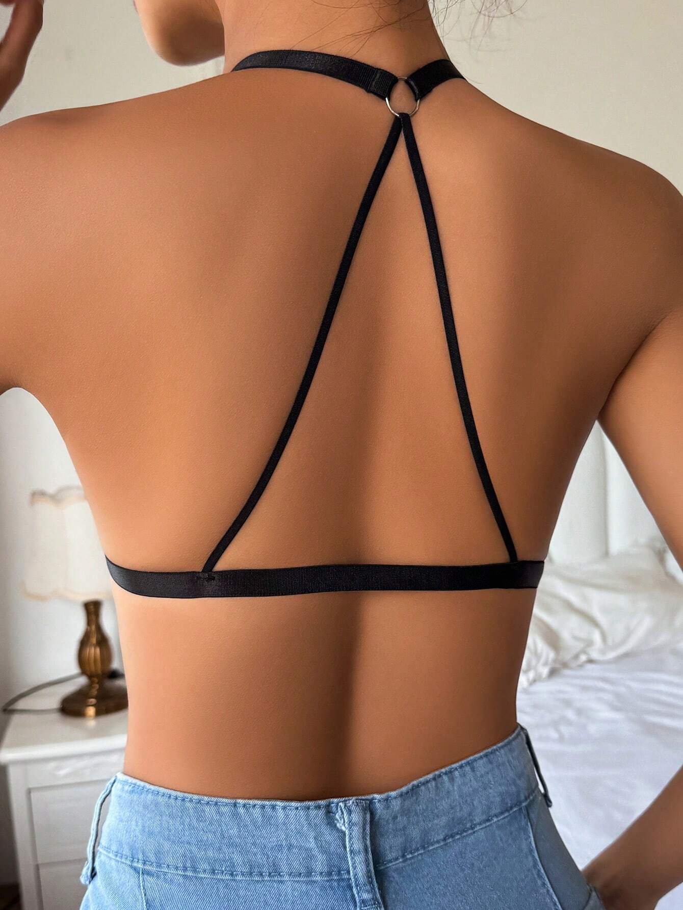 Women’s Black Front Closure Lace Bralette | Wireless Push-Up Comfort Bra
