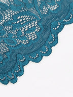 Sexy Floral Lace Scallop Trim Crotchless Teddy Bodysuit Lingerie