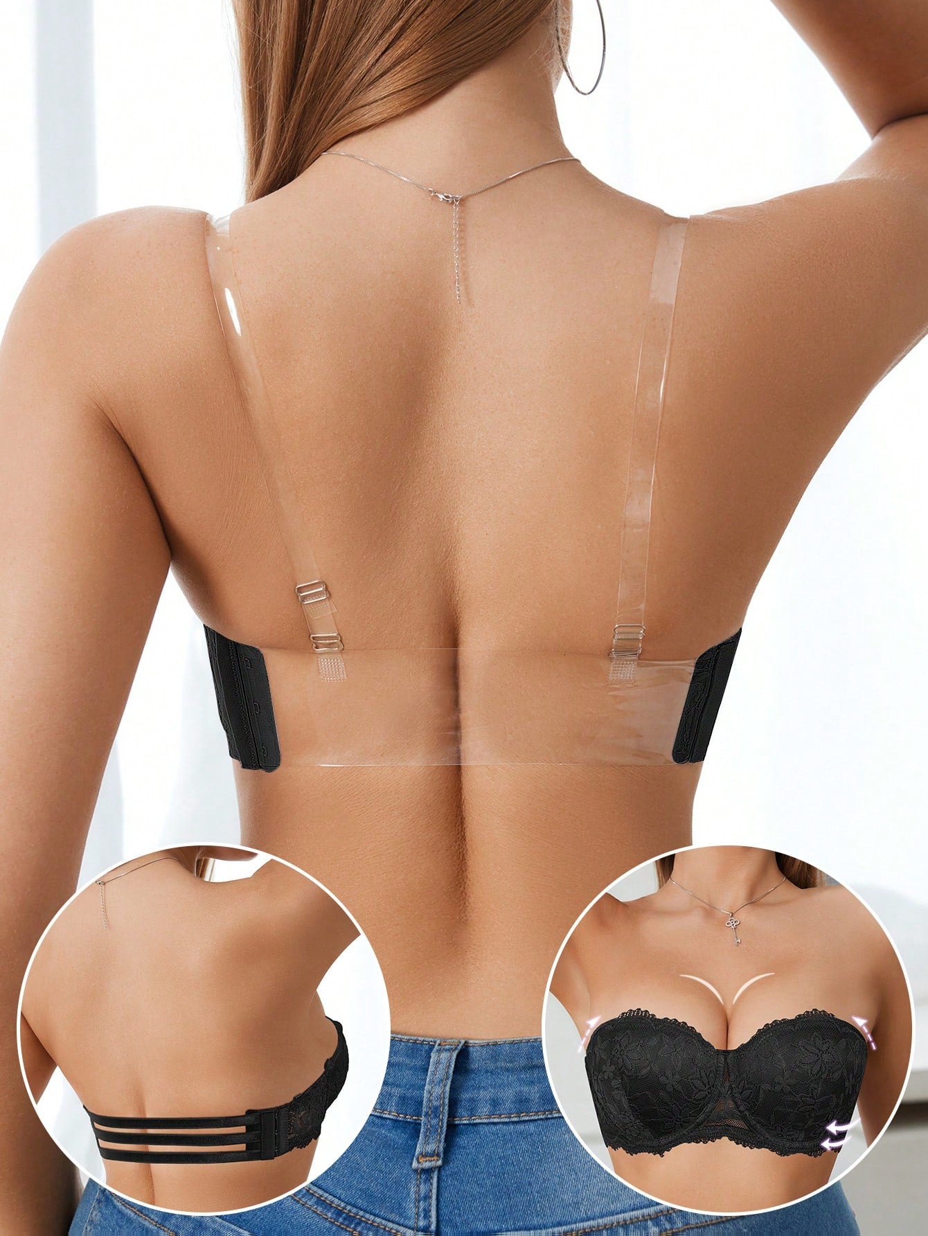 Women’s Lace Underwire Push-Up Bra | Strapless Bandeau Detachable Straps Invisible Lingerie Top