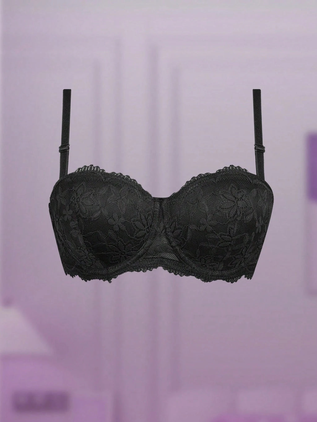 Women’s Lace Underwire Push-Up Bra | Strapless Bandeau Detachable Straps Invisible Lingerie Top