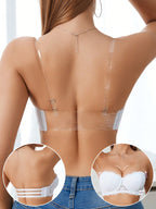 Women’s Lace Underwire Push-Up Bra | Strapless Bandeau Detachable Straps Invisible Lingerie Top