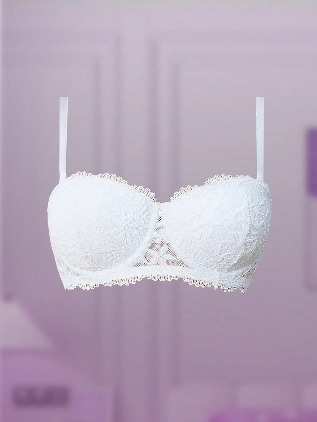 Women’s Lace Underwire Push-Up Bra | Strapless Bandeau Detachable Straps Invisible Lingerie Top