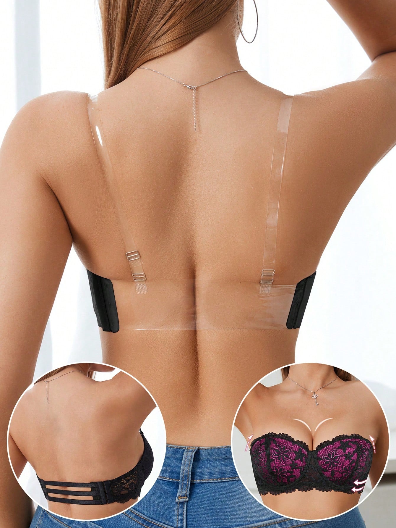Women’s Lace Underwire Push-Up Bra | Strapless Bandeau Detachable Straps Invisible Lingerie Top
