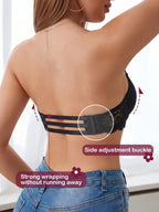 Women’s Lace Underwire Push-Up Bra | Strapless Bandeau Detachable Straps Invisible Lingerie Top