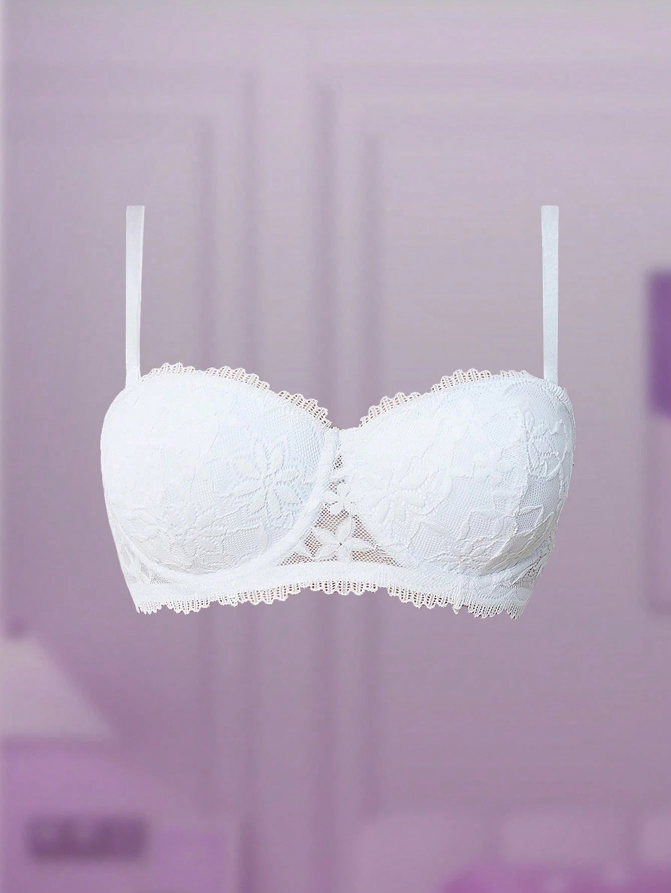 Women’s Lace Underwire Push-Up Bra | Strapless Bandeau Detachable Straps Invisible Lingerie Top