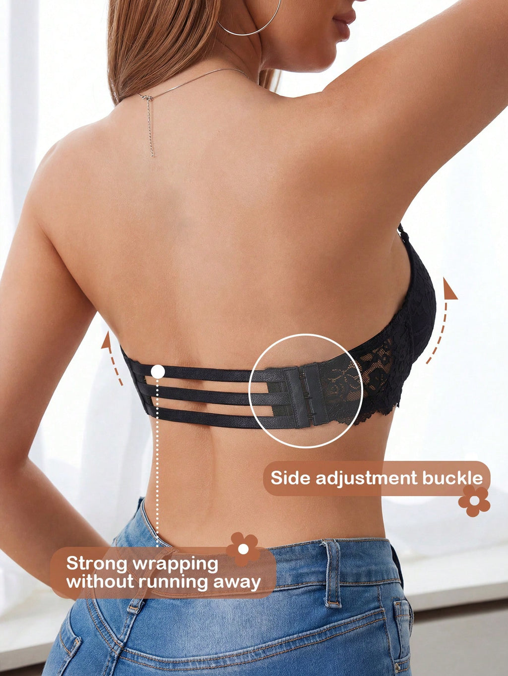 Women’s Lace Underwire Push-Up Bra | Strapless Bandeau Detachable Straps Invisible Lingerie Top