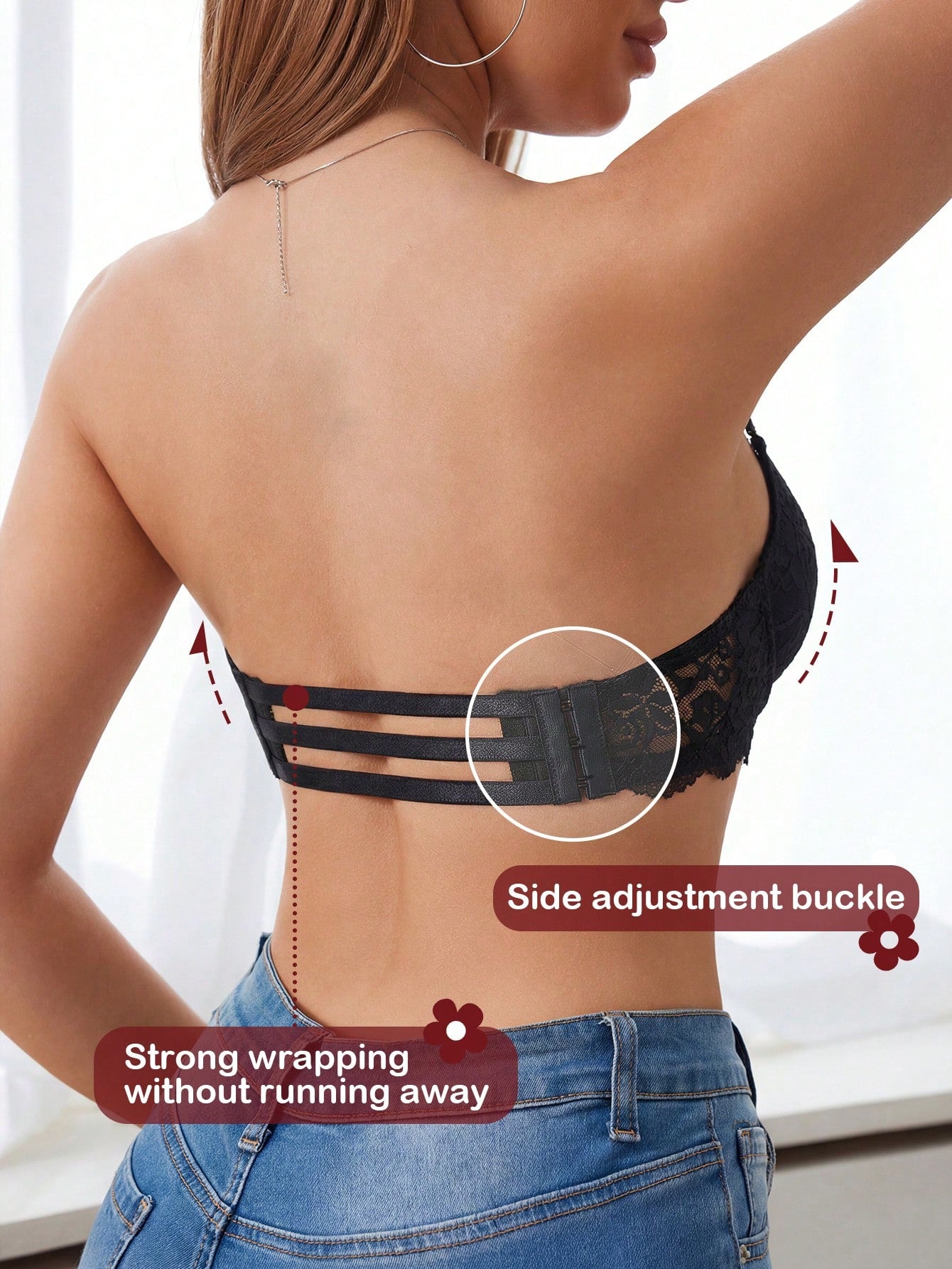 Women’s Lace Underwire Push-Up Bra | Strapless Bandeau Detachable Straps Invisible Lingerie Top