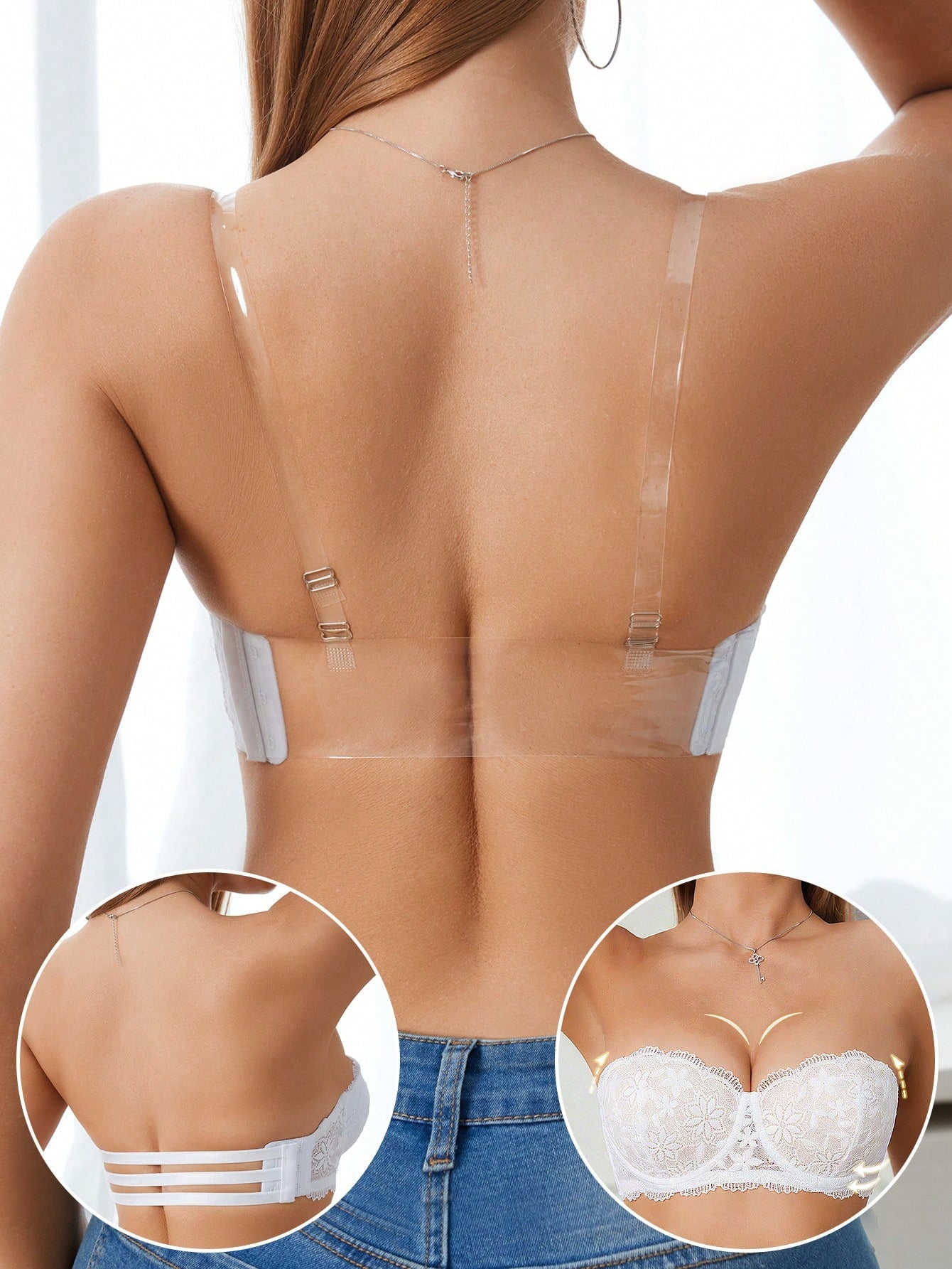 Women’s Lace Underwire Push-Up Bra | Strapless Bandeau Detachable Straps Invisible Lingerie Top