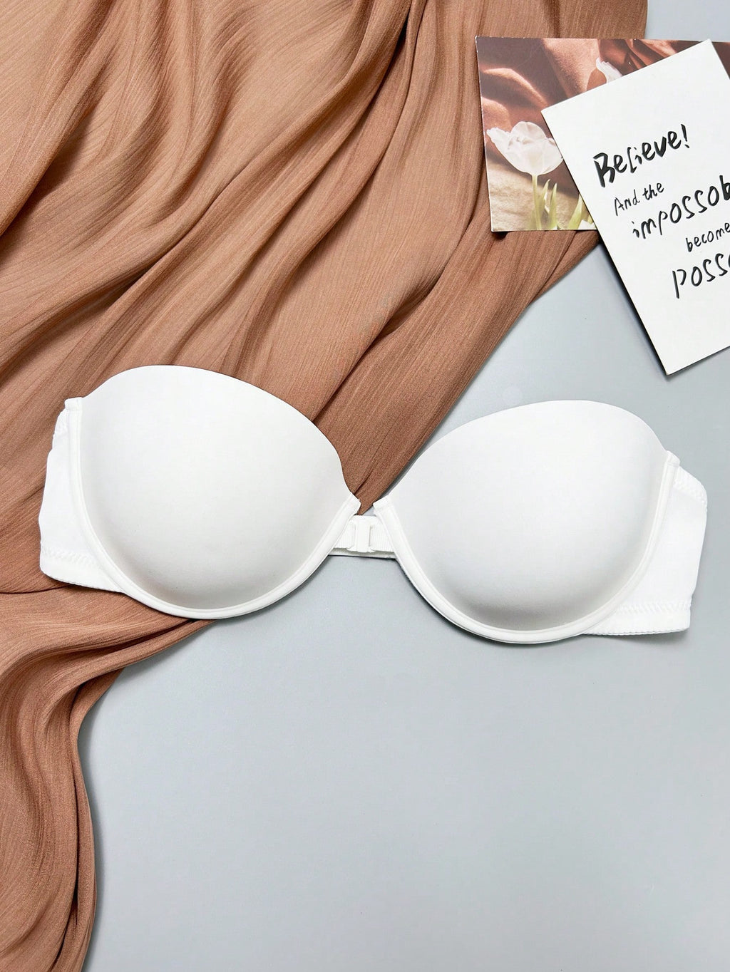 Women’s Beige Seamless Strapless Backless Bra – Padded Push-Up Bralette | Casual Everyday Comfort