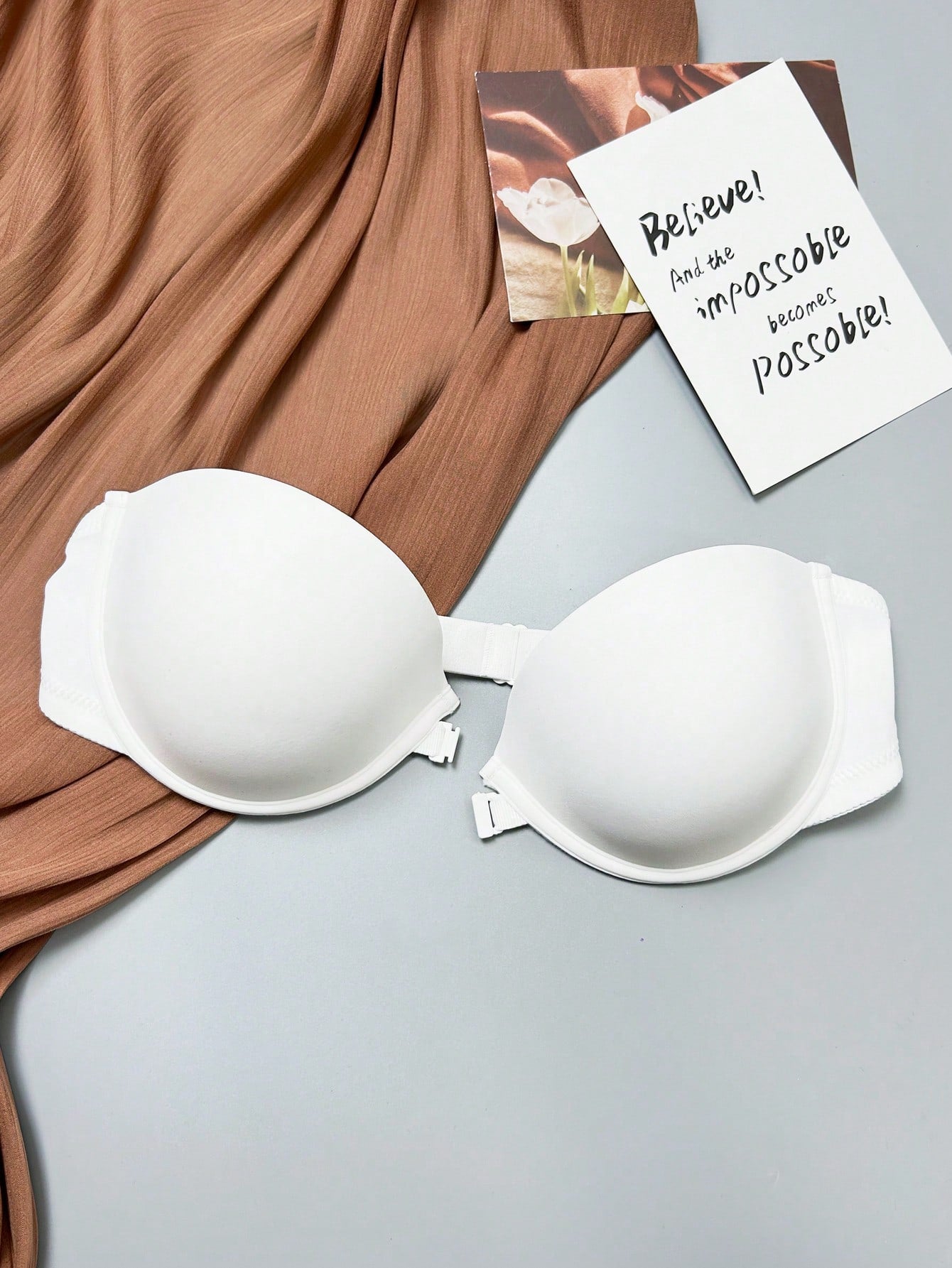 Women’s Beige Seamless Strapless Backless Bra – Padded Push-Up Bralette | Casual Everyday Comfort