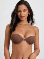 Women’s Beige Seamless Strapless Backless Bra – Padded Push-Up Bralette | Casual Everyday Comfort