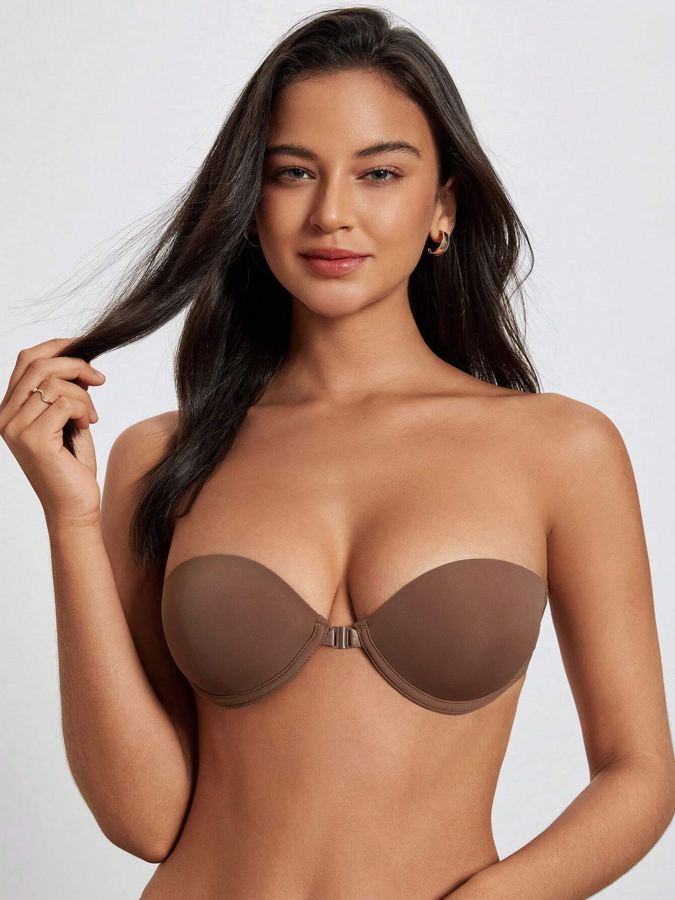 Women’s Beige Seamless Strapless Backless Bra – Padded Push-Up Bralette | Casual Everyday Comfort