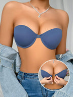 Women’s Beige Seamless Strapless Backless Bra – Padded Push-Up Bralette | Casual Everyday Comfort
