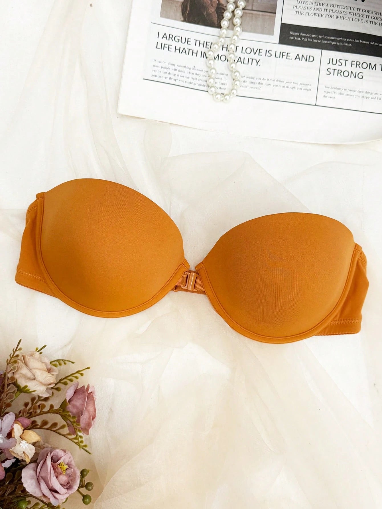 Women’s Beige Seamless Strapless Backless Bra – Padded Push-Up Bralette | Casual Everyday Comfort