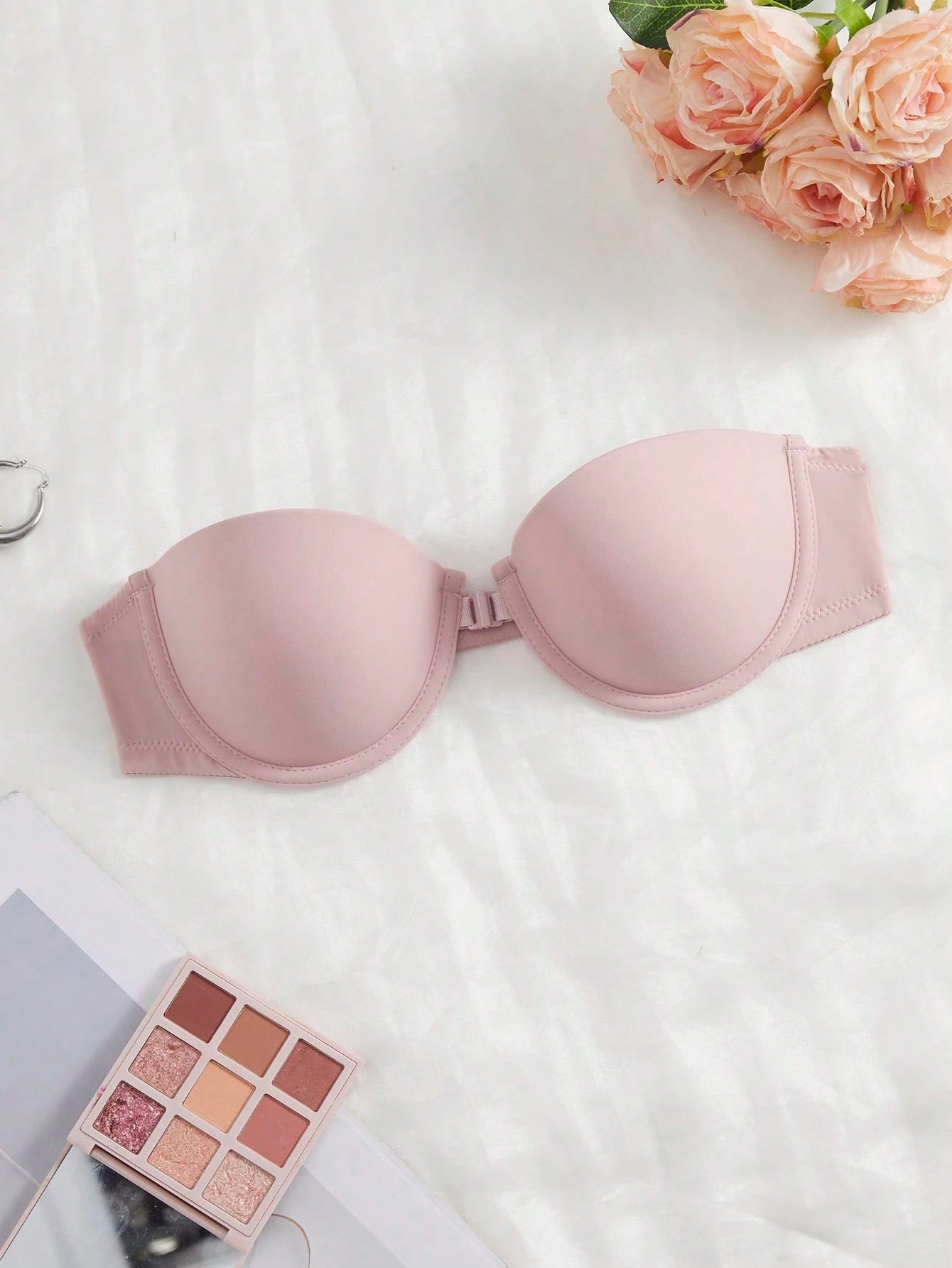 Women’s Beige Seamless Strapless Backless Bra – Padded Push-Up Bralette | Casual Everyday Comfort
