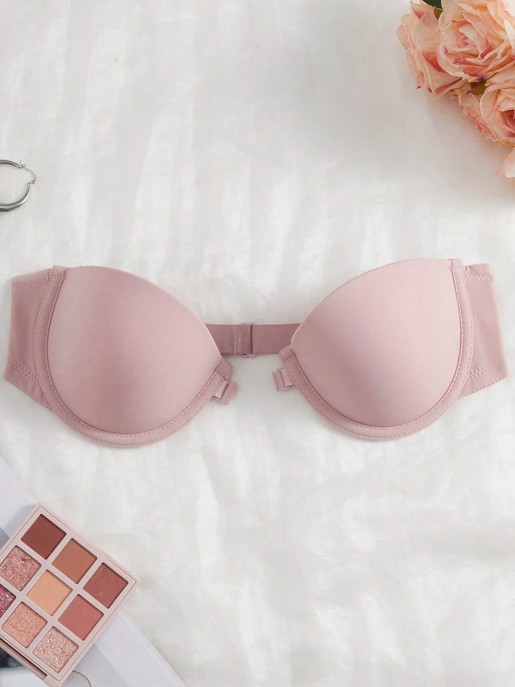 Women’s Beige Seamless Strapless Backless Bra – Padded Push-Up Bralette | Casual Everyday Comfort