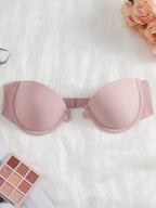Women’s Beige Seamless Strapless Backless Bra – Padded Push-Up Bralette | Casual Everyday Comfort