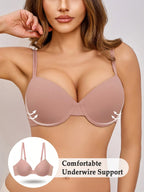 Underwire Bra with Adjustable Straps | Solid Color Support Fit | Comfortable Everyday Wear