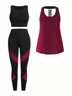 Short & Punchy  Graphic Cami & Contrast Leggings Sports Set