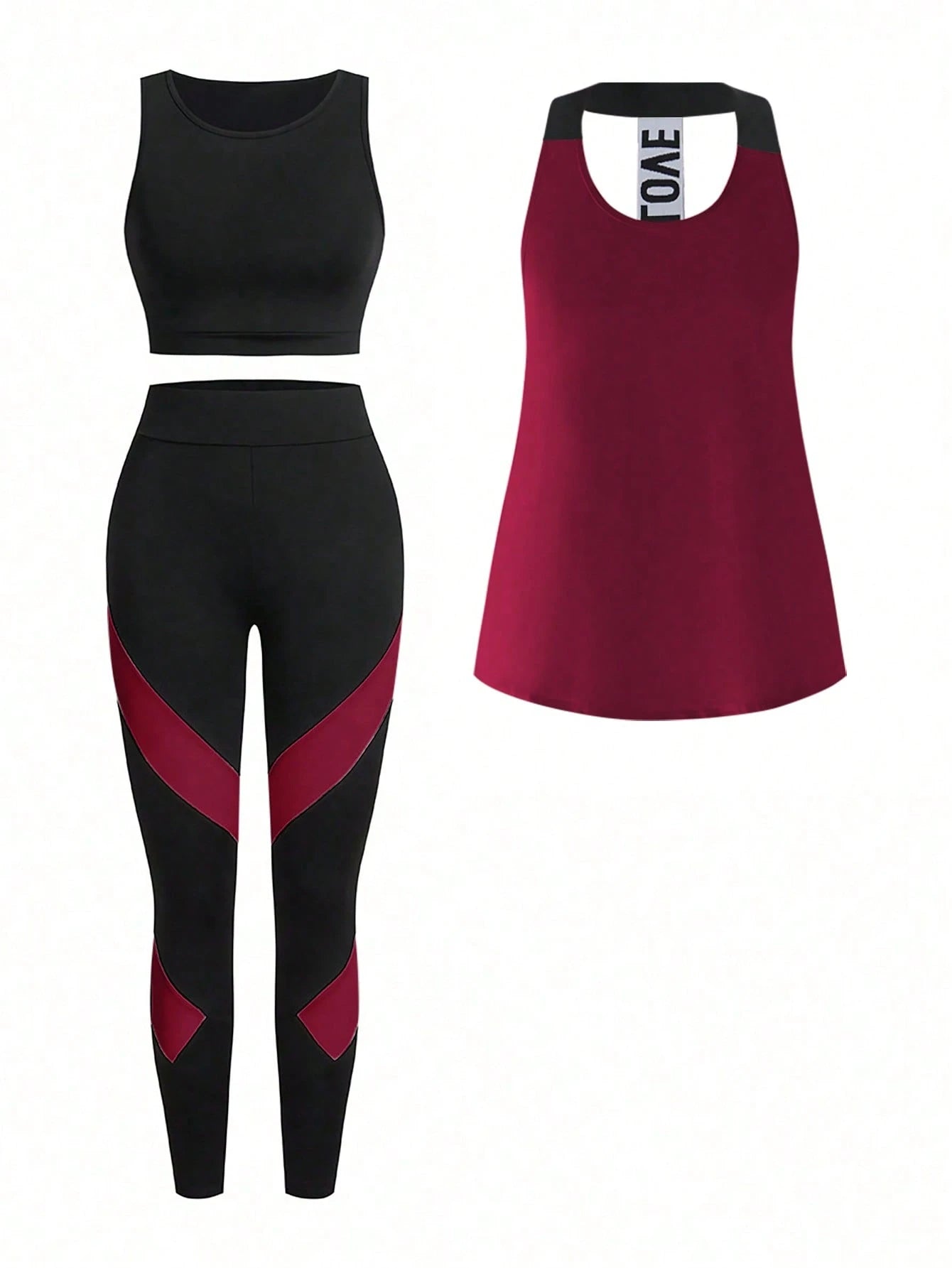 Short & Punchy  Graphic Cami & Contrast Leggings Sports Set