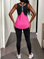 Short & Punchy  Graphic Cami & Contrast Leggings Sports Set