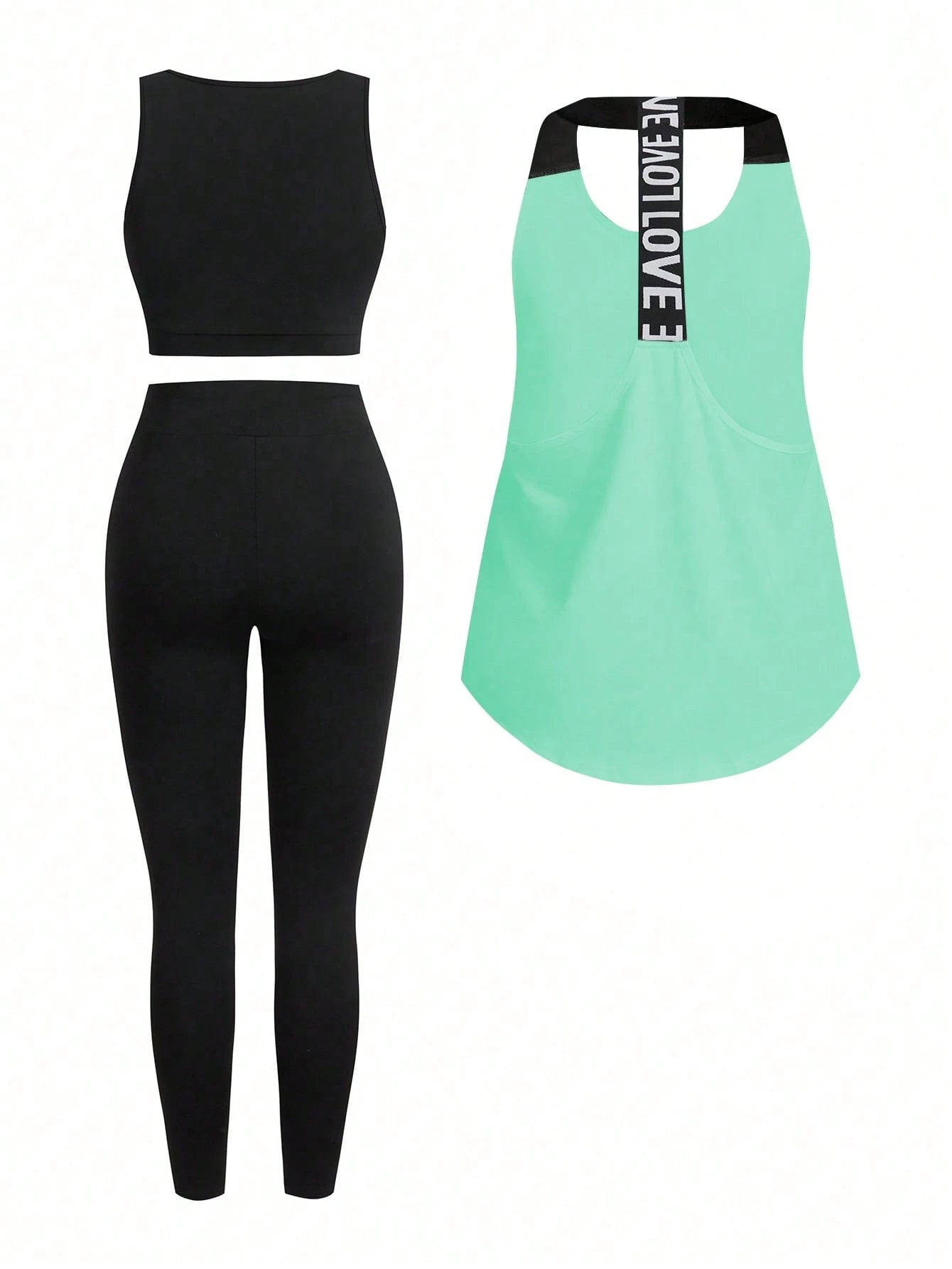 Short & Punchy  Graphic Cami & Contrast Leggings Sports Set
