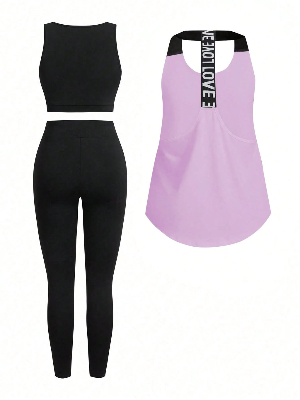 Short & Punchy  Graphic Cami & Contrast Leggings Sports Set