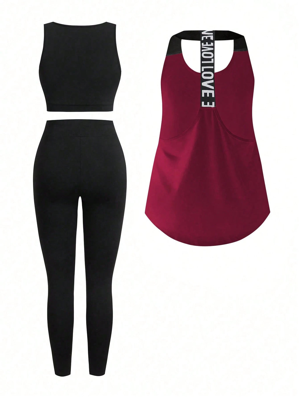 Short & Punchy  Graphic Cami & Contrast Leggings Sports Set