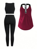 Short & Punchy  Graphic Cami & Contrast Leggings Sports Set