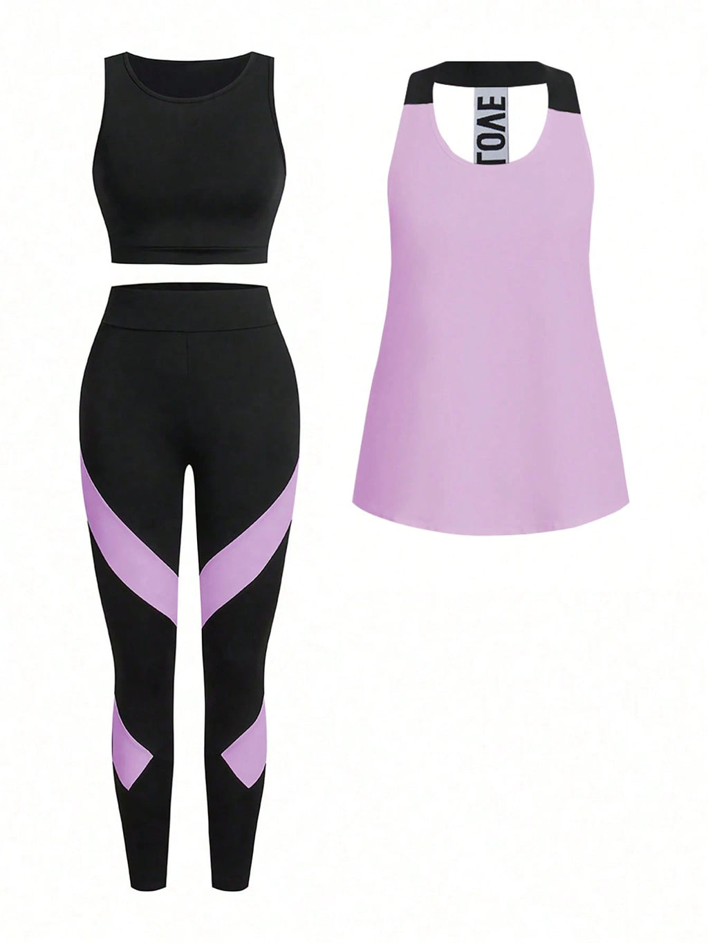 Short & Punchy  Graphic Cami & Contrast Leggings Sports Set