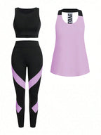 Short & Punchy  Graphic Cami & Contrast Leggings Sports Set