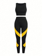Short & Punchy  Graphic Cami & Contrast Leggings Sports Set