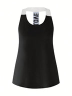 Short & Punchy  Graphic Cami & Contrast Leggings Sports Set