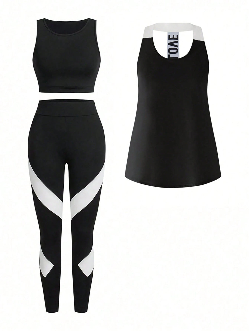 Short & Punchy  Graphic Cami & Contrast Leggings Sports Set