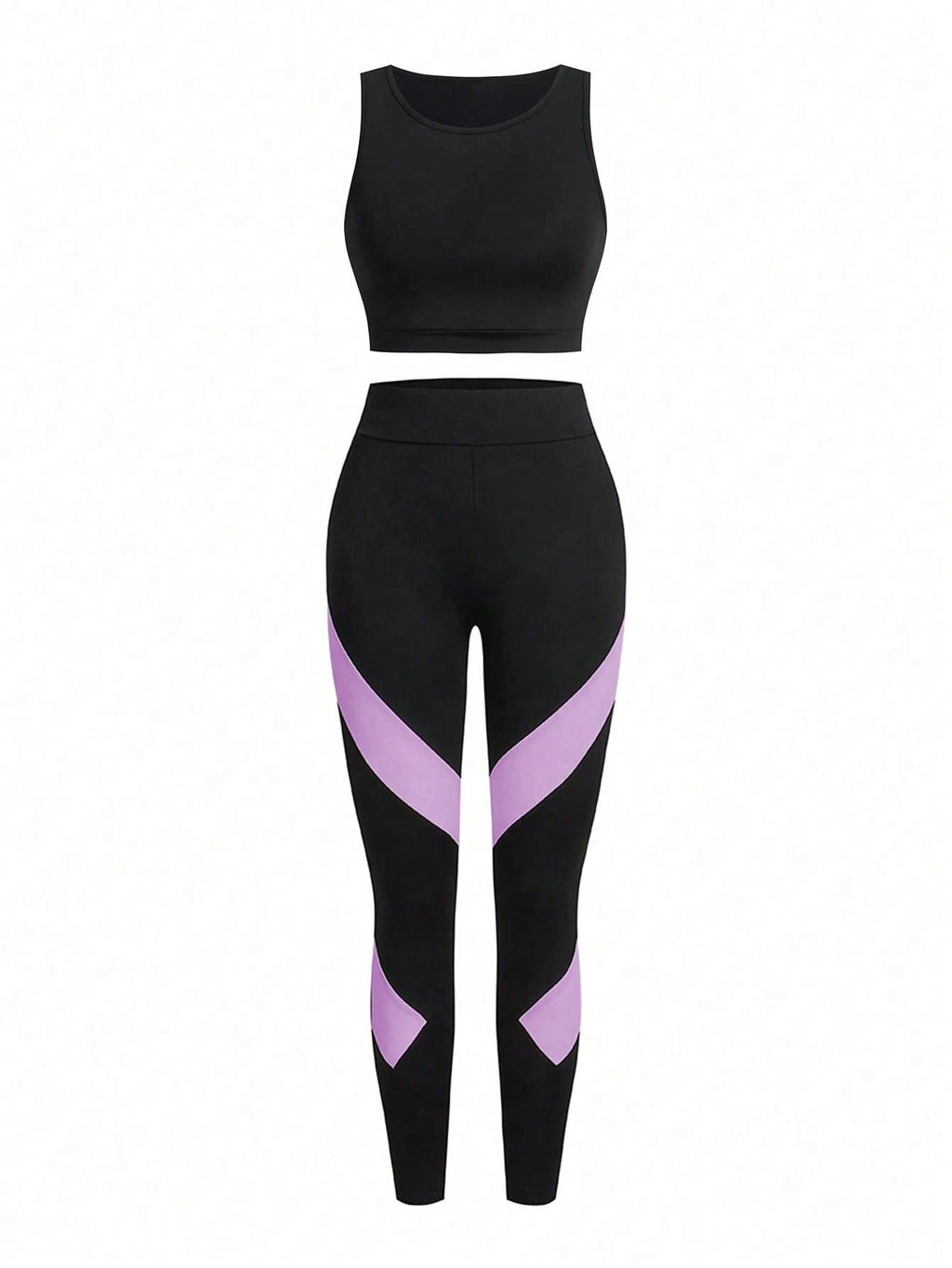 Short & Punchy  Graphic Cami & Contrast Leggings Sports Set